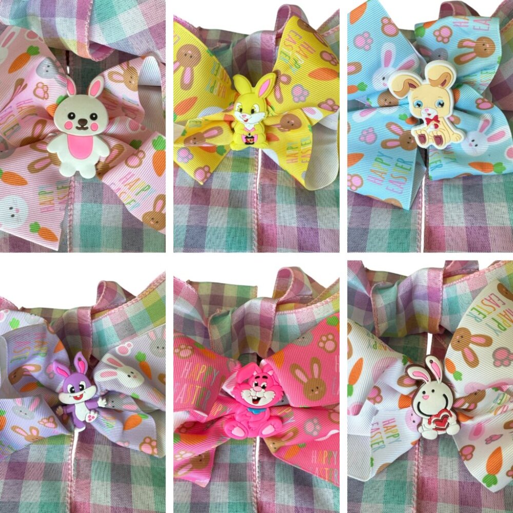 Bunny Hair Bow Pastel Spring Kids Clip 3/$15✨
